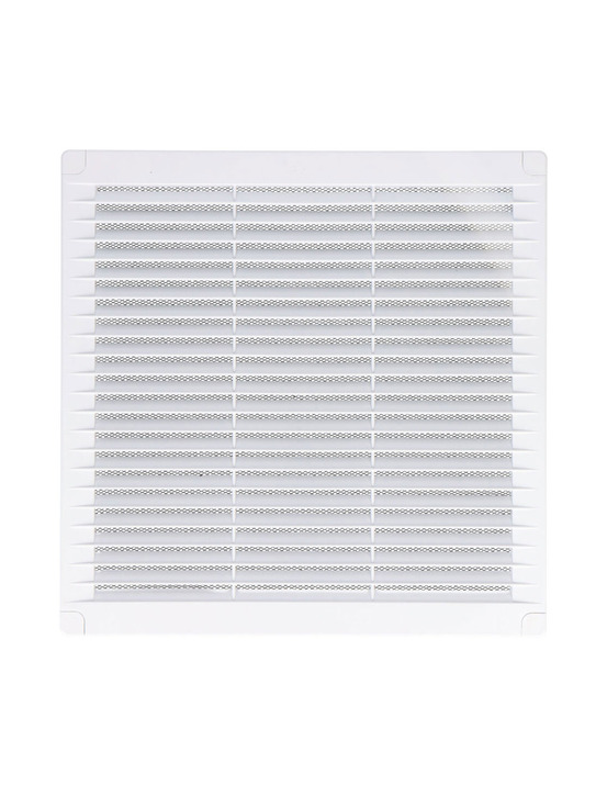Grille d'aération carrée avec prises et moustiquaire 200x200x7mm abs blanc