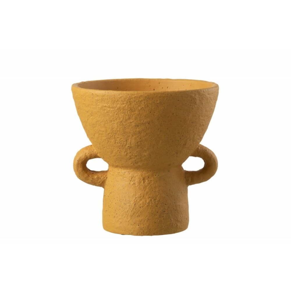 Cache-pot en ciment ocre 25x25x25.5 cm