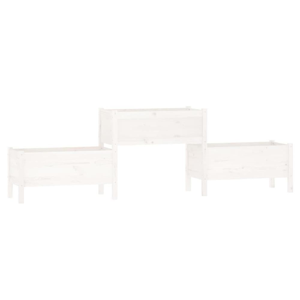 Jardinière blanc 245,5x44x75 cm bois massif de pin