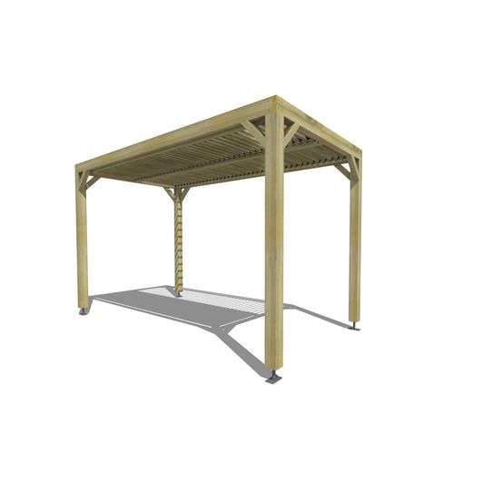 Pergola bois • 2m x 4m • indépendante • sens profondeur • lames orientables bioclimatiques incluses • livraison comprise