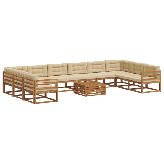 Ensemble de canapés d'extérieur 11 pcs naturel et beige