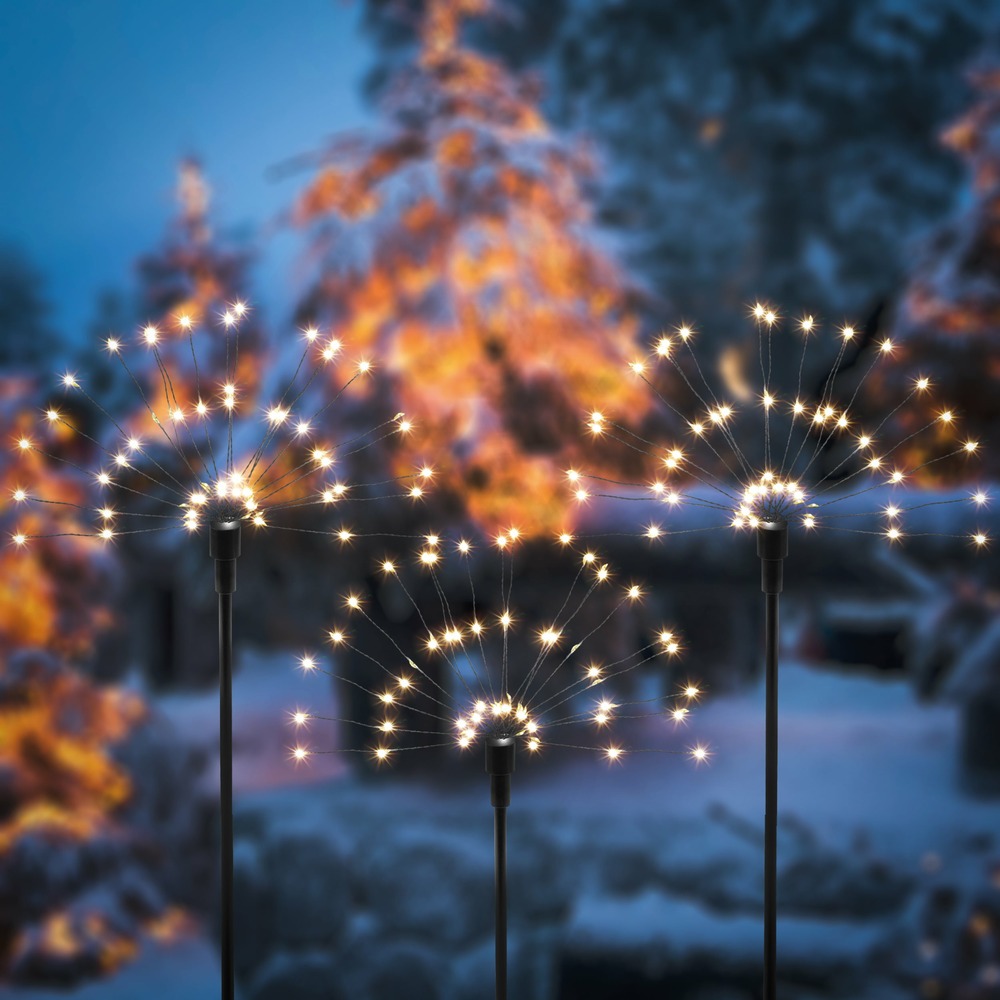 Esotec solar wunderkerzen feu d'artifice set de 3 pièces 180 led résistant aux intempéries ip44 102576
