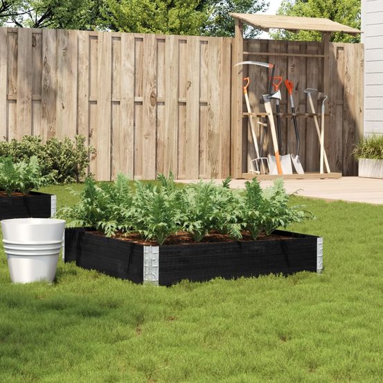 Cadre de potager pliable bas en bois de pin massif – bordure de culture moderne et empilable – 100cm noir