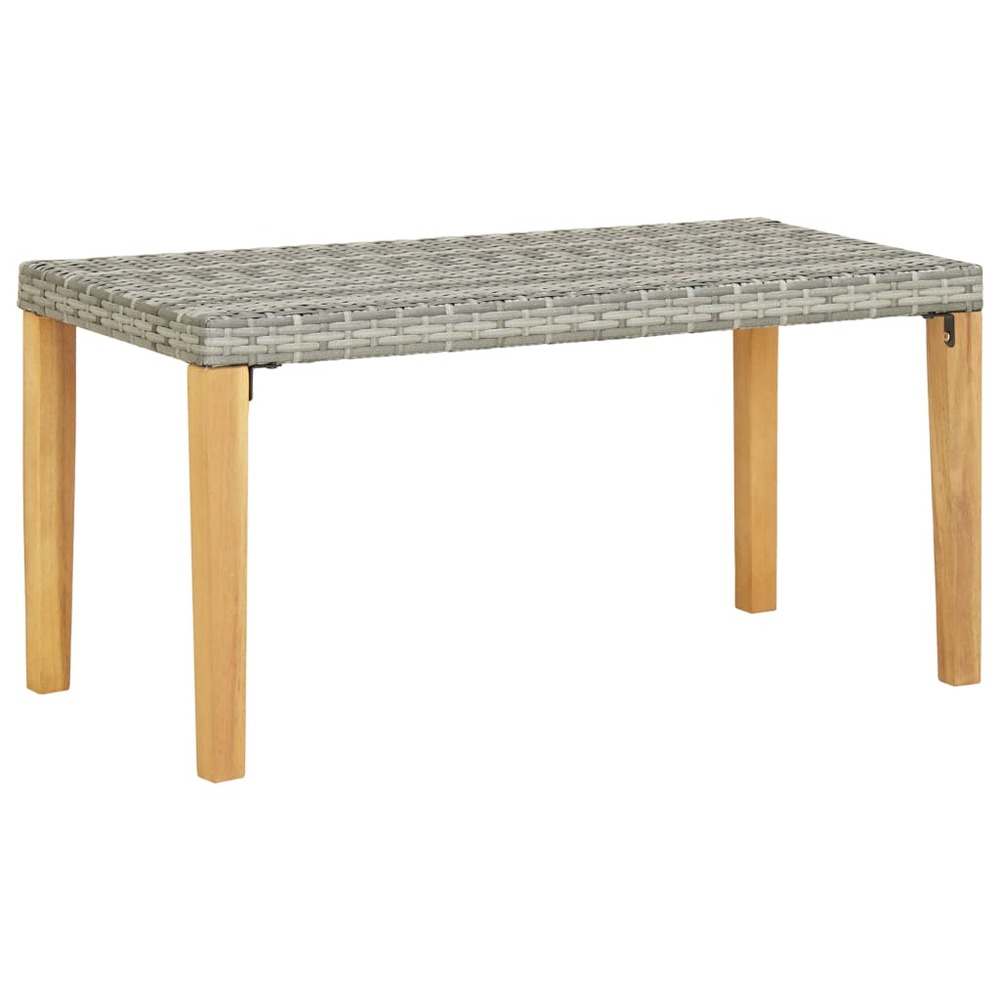Banc de jardin meuble de patio d'extérieur terrasse 120 cm gris résine tressée et bois d'acacia