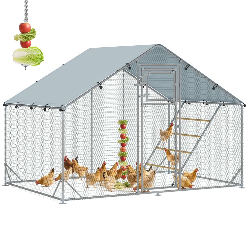 Enclos poulailler extérieur acier galvanisé 300 x 200 x 195 cm pour 6 à 8 poules