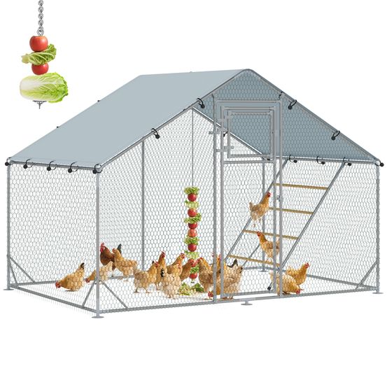 Enclos poulailler extérieur acier galvanisé 300 x 200 x 195 cm pour 6 à 8 poules