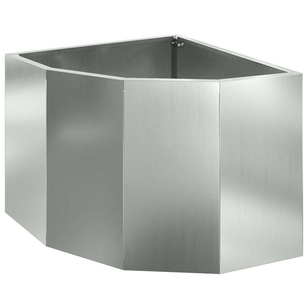 Jardinière d'extérieur d'angle argenté 45 x 45 x 35 cm acier galvanisé