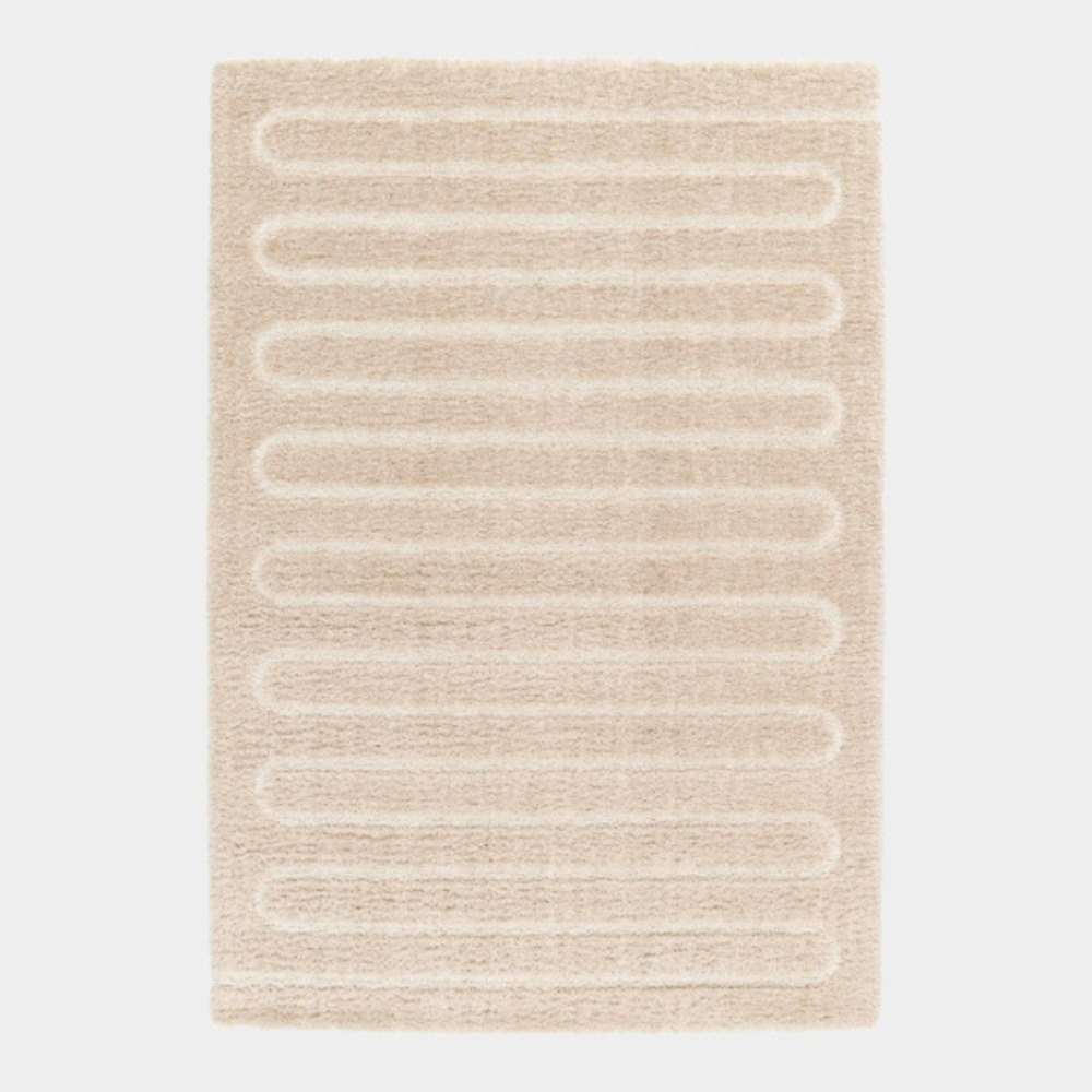 Tapis zig-zag caramel - motif en relief & velours doux - 160 x 230 cm