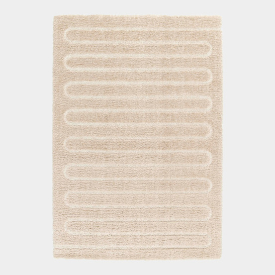 Tapis zig-zag caramel - motif en relief & velours doux - 160 x 230 cm