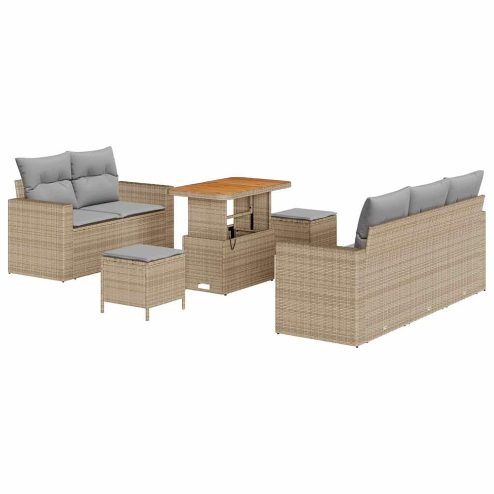 Ensemble de canapé de jardin 8 pc beige polyrotin
