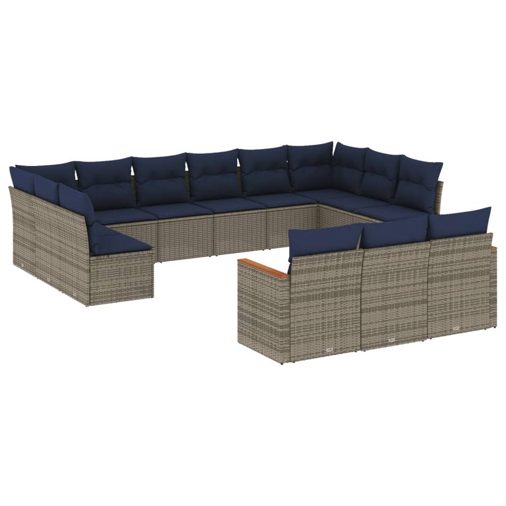 Ensemble de canapé de jardin 13 pcs avec coussins gris