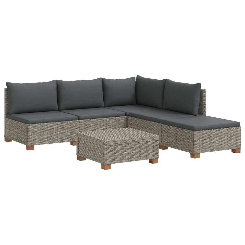 6 pc ensemble de salon en rotin avec coussins gendt gris kubu