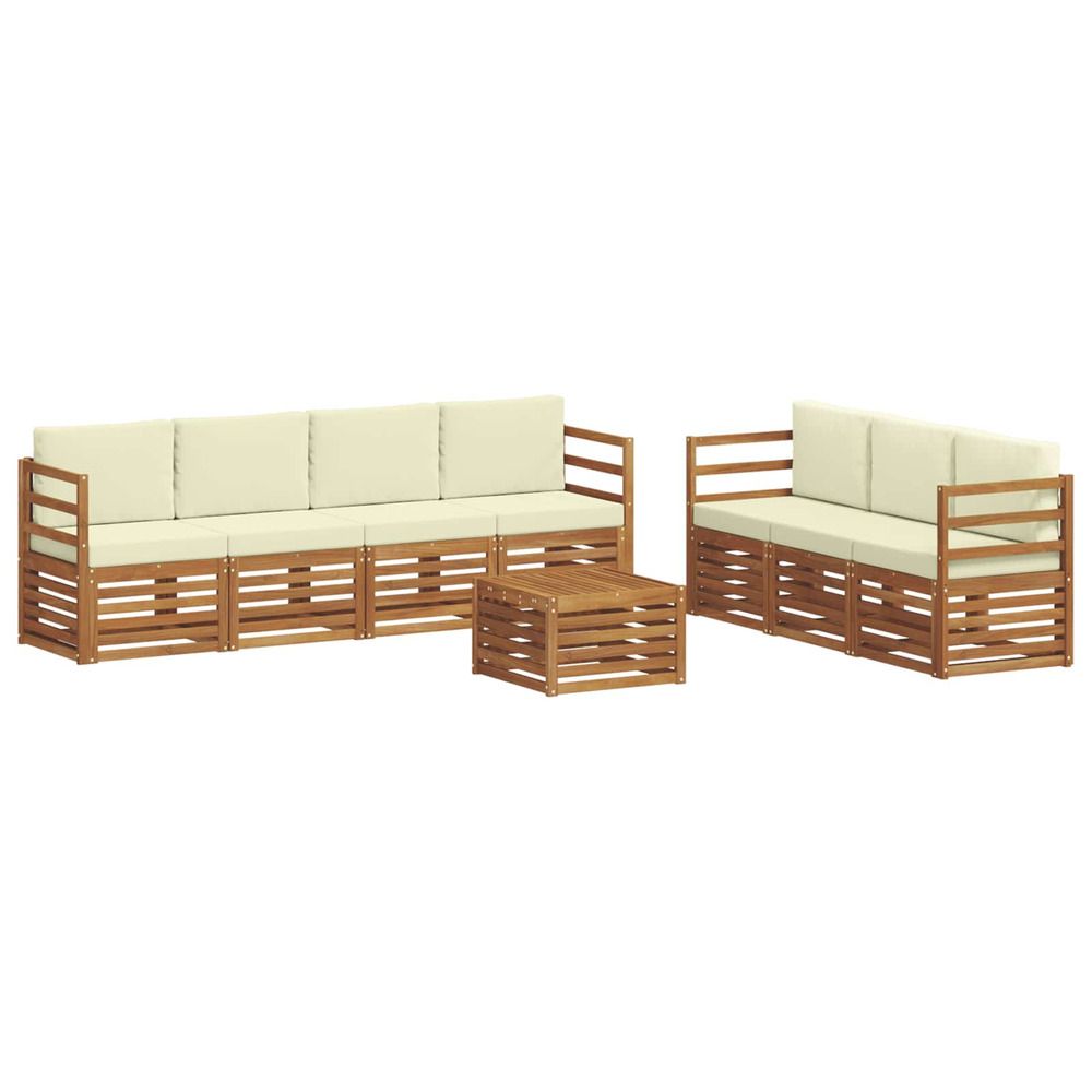 Ensembles de canapés 8 pc naturel et crème bois d'acacia massif