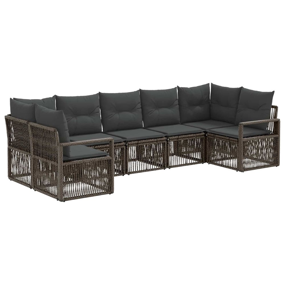 Ensemble de canapé de jardin 7 pc 7-nombre de places gris