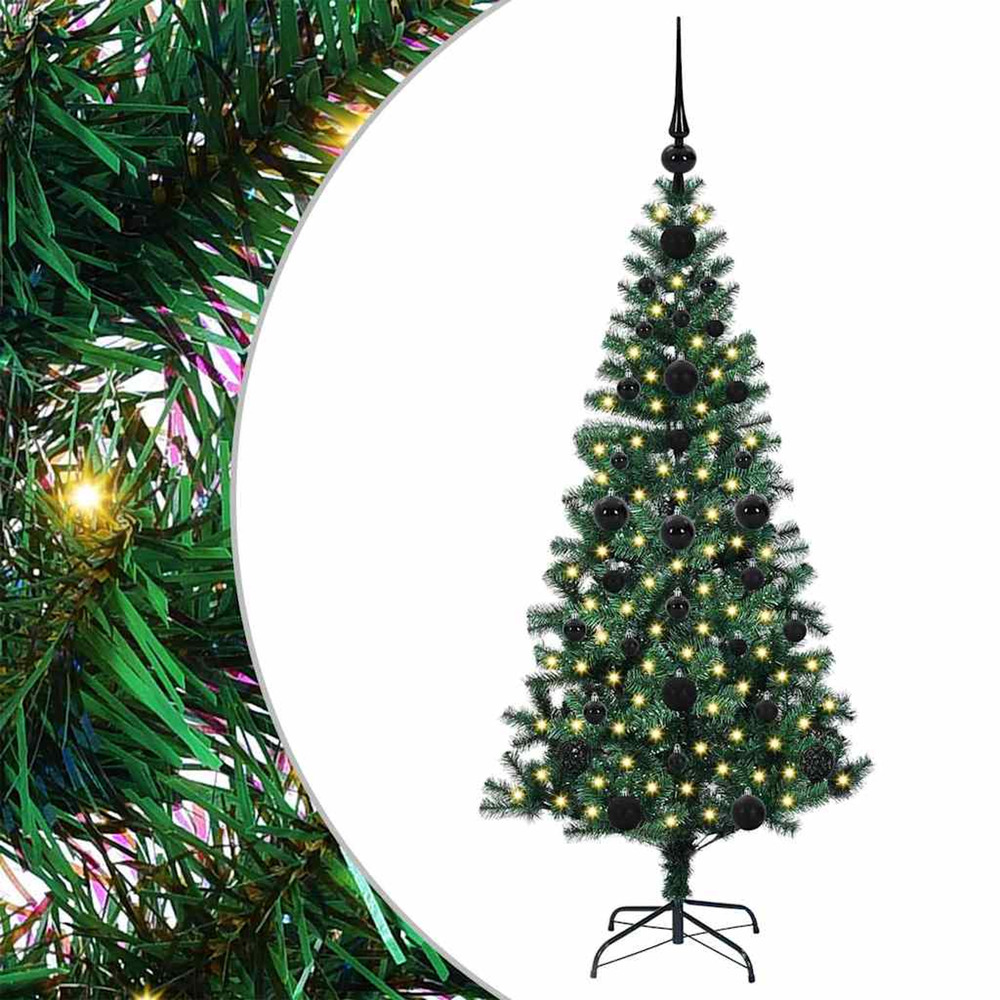 Sapin de noël artificiel pré-éclairé vert 120 cm pvc et métal