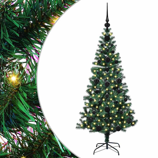 Sapin de noël artificiel pré-éclairé vert 120 cm pvc et métal
