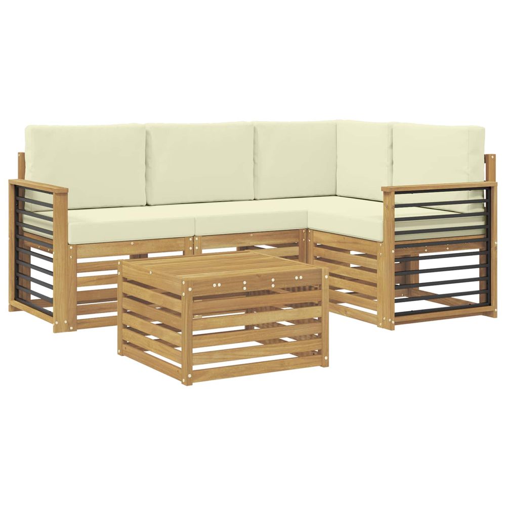 Ensemble de canapés d'extérieur 5 pc blanc et crème polyester
