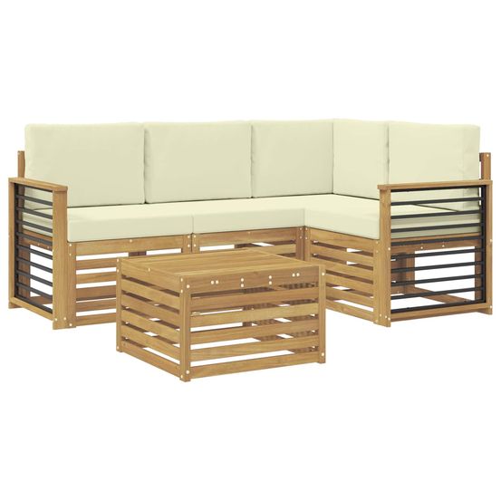Ensemble de canapés d'extérieur 5 pc blanc et crème polyester