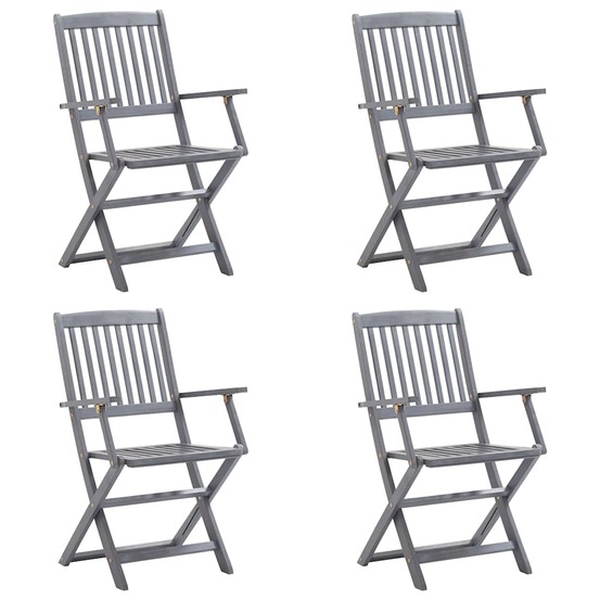 Chaises pliables d'extérieur lot de 4 et coussins bois d'acacia