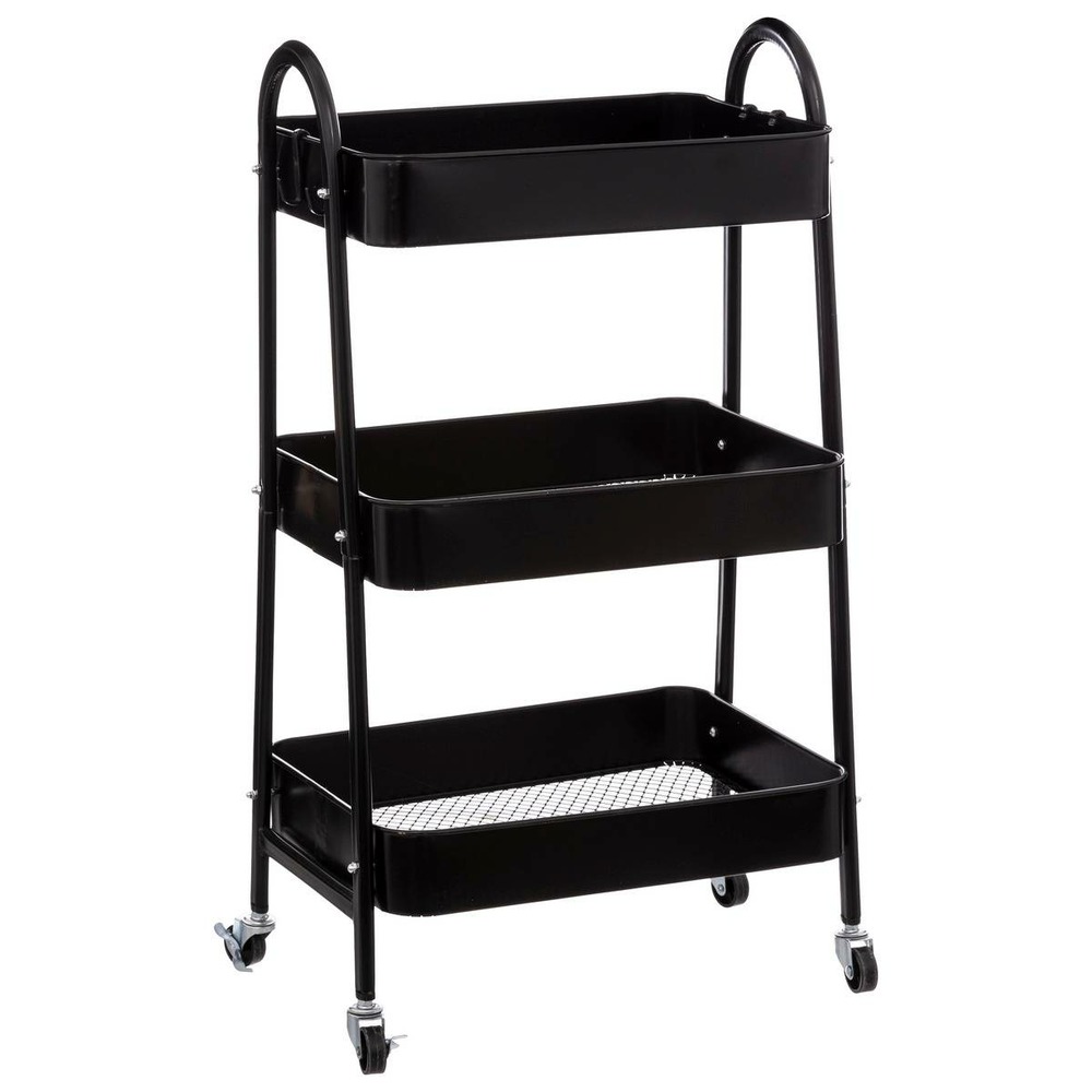 5five - desserte à roulette 3 niveaux métal noir