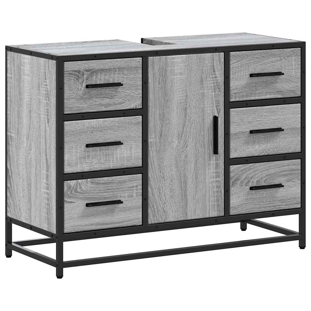 Armoire lavabo de salle de bain sonoma gris bois d'ingénierie