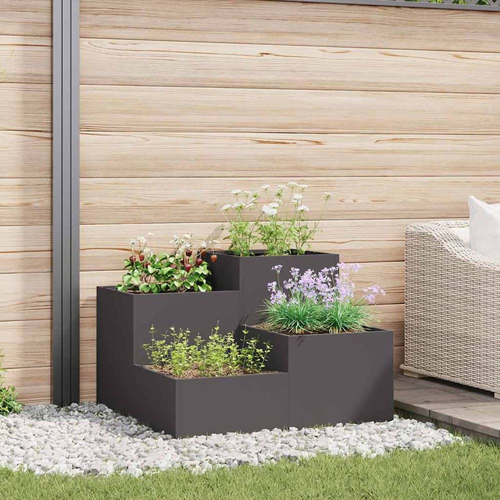 Grande jardinière carrée acier potager extérieur noir 100x100x60 cm