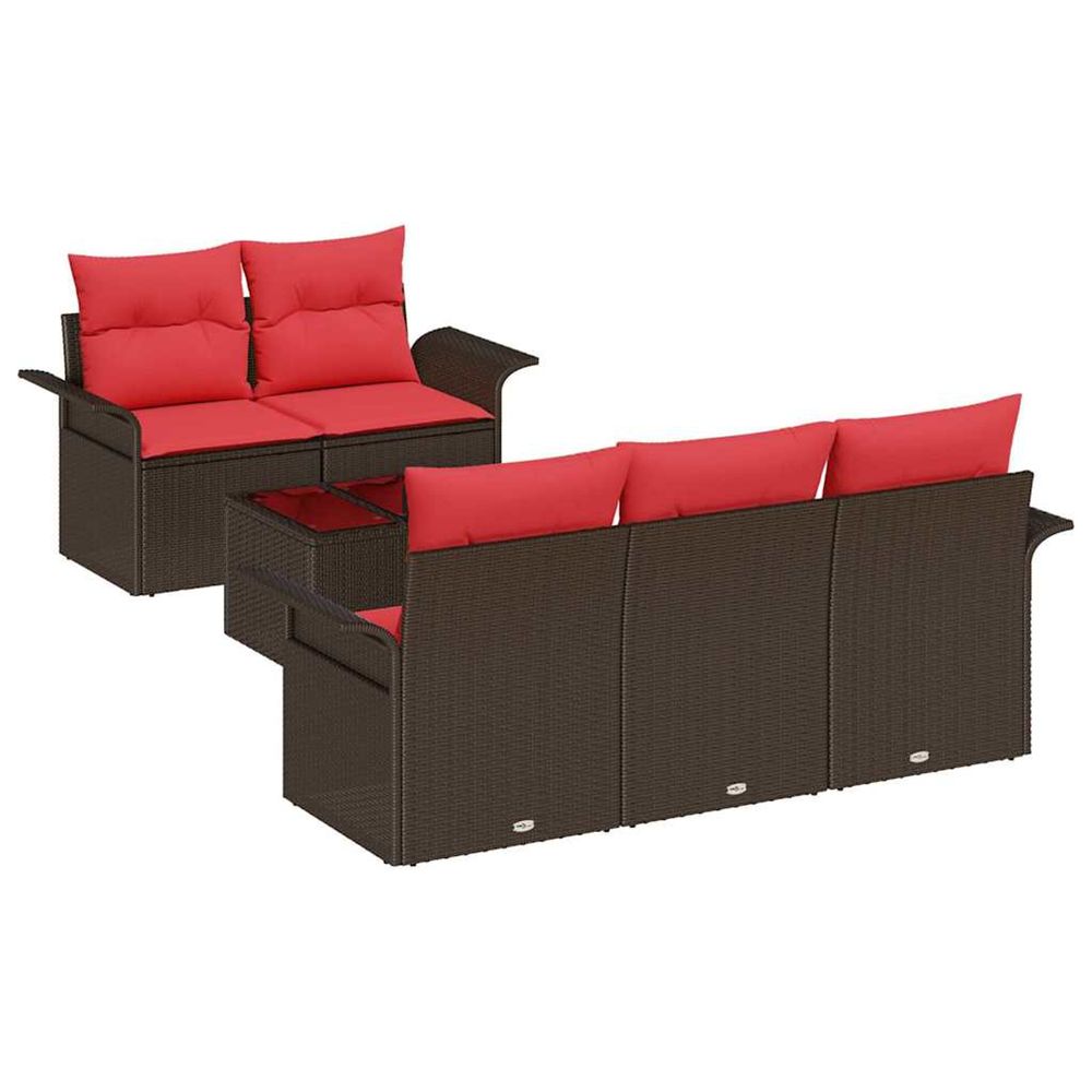 Ensemble de canapé de jardin 6 pc marron polyrotin