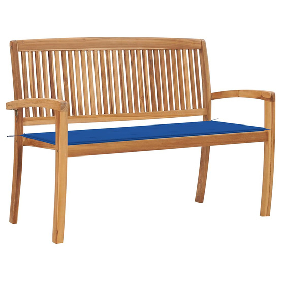 Banc de jardin empilable et coussin 128,5cm bois de teck massif