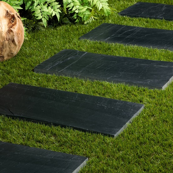 Pas japonais rectangle ardoise noire 60x30x2-3 cm (lot de 15) - ro'ma nature