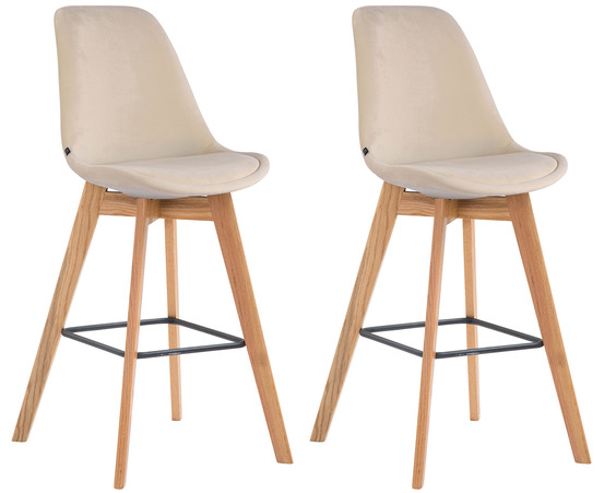 Lot de 2 tabourets de bar metz velours naturel
