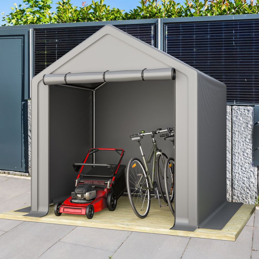 Tente de stockage acier galvanisé jardin abri vélo etanche 190x170x200cm gris - comfortxl outdoor living