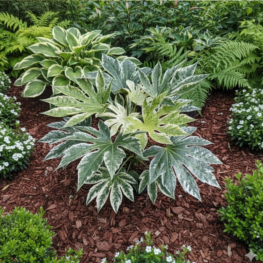 Fatsia spider's web, faux-aralia du japon lot de 3 godets