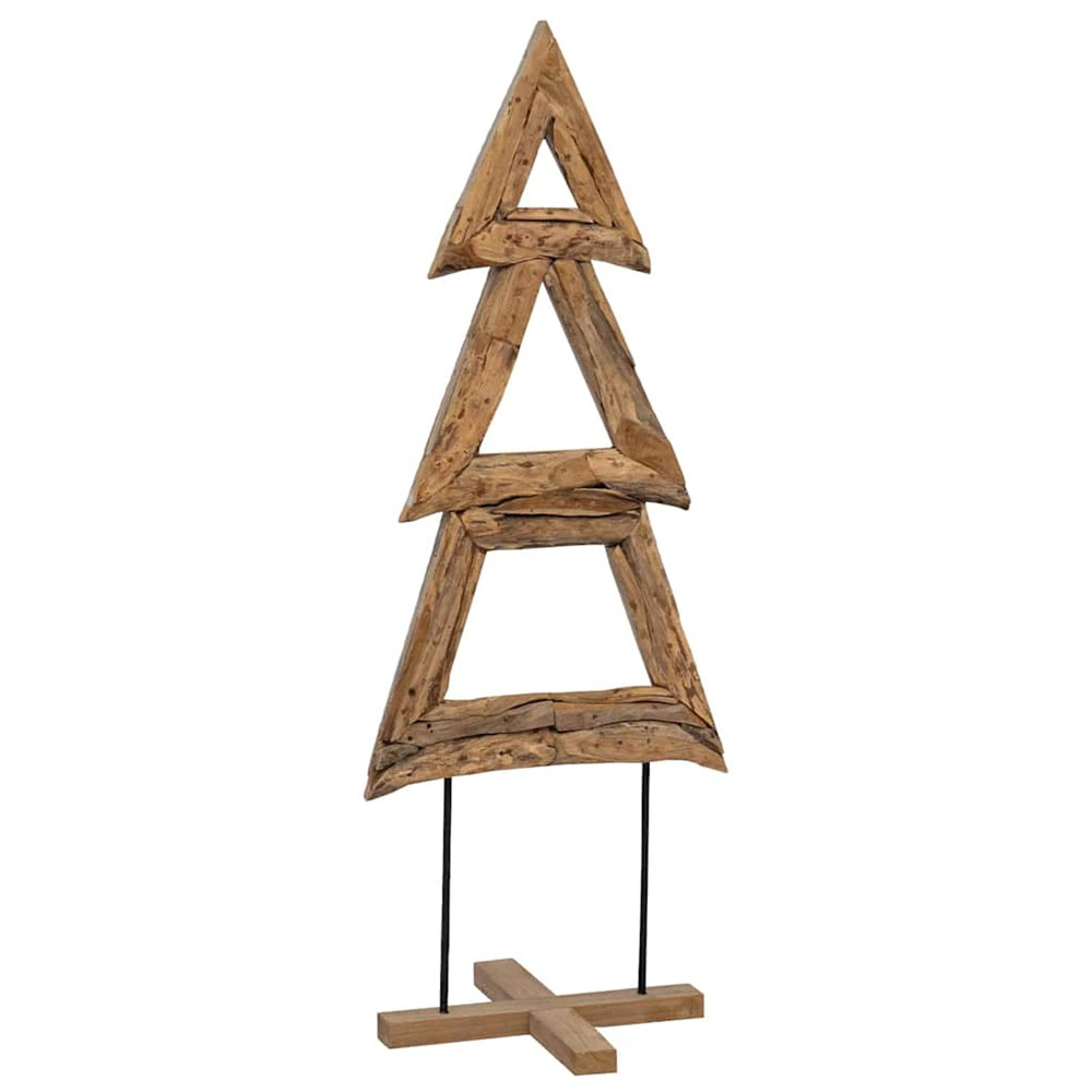 Sapin de noël avec support marron 90 cm bois de teck solide