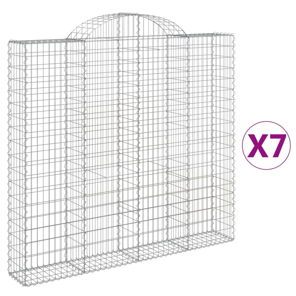Paniers à gabions arqués 7 pcs 200x30x180/200 cm fer galvanisé