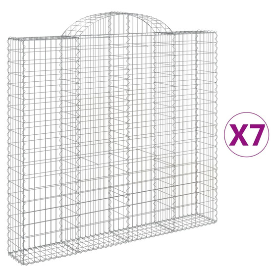 Paniers à gabions arqués 7 pcs 200x30x180/200 cm fer galvanisé