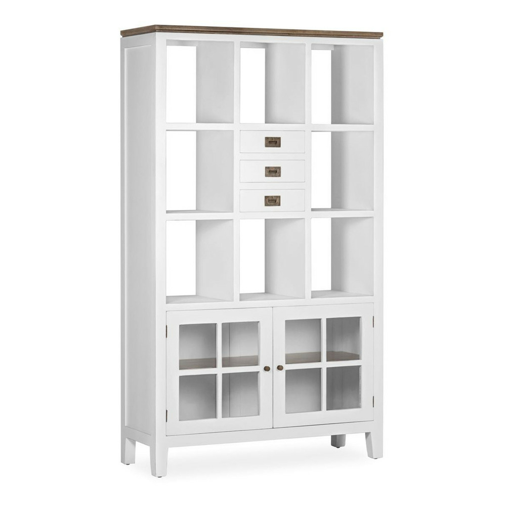 Bibliothèque 3 tiroirs bronze bois blanc - mélicia décoration d'autrefois