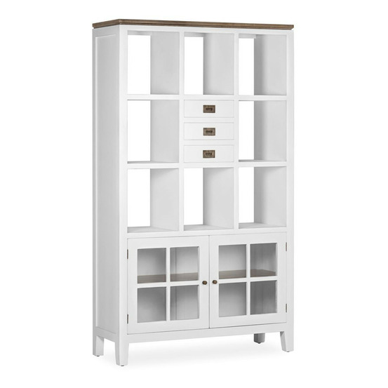 Bibliothèque 3 tiroirs bronze bois blanc - mélicia décoration d'autrefois