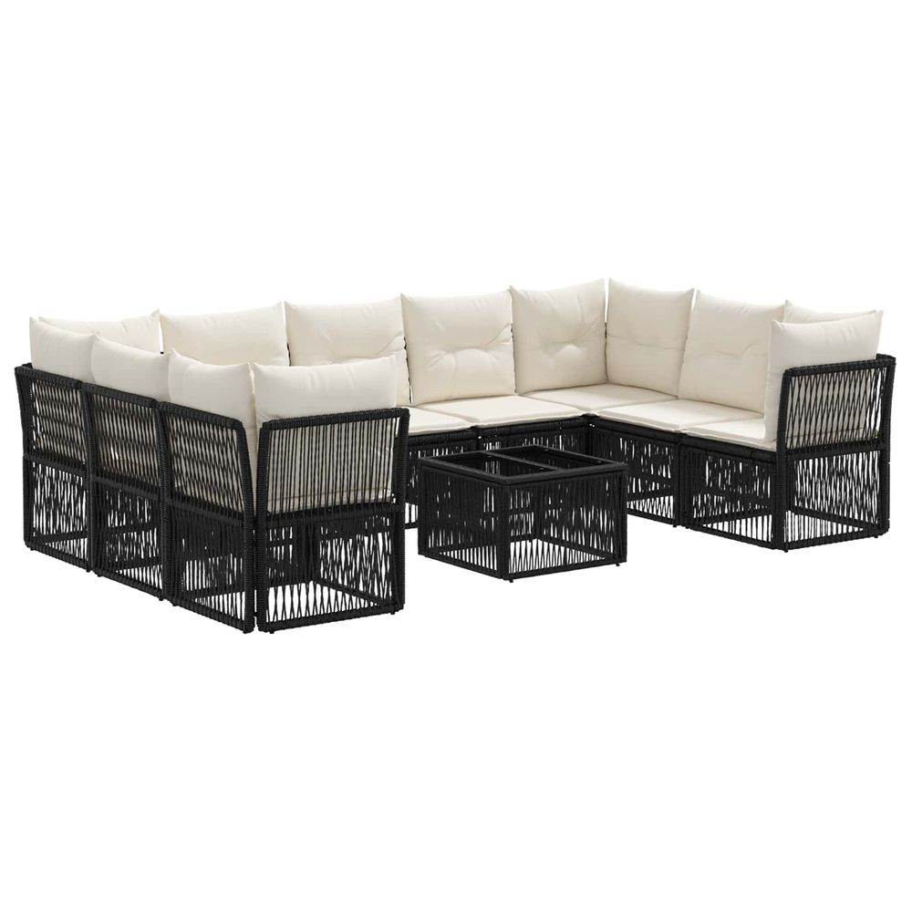 Ensemble de canapé de jardin 10 pc noir polyrotin