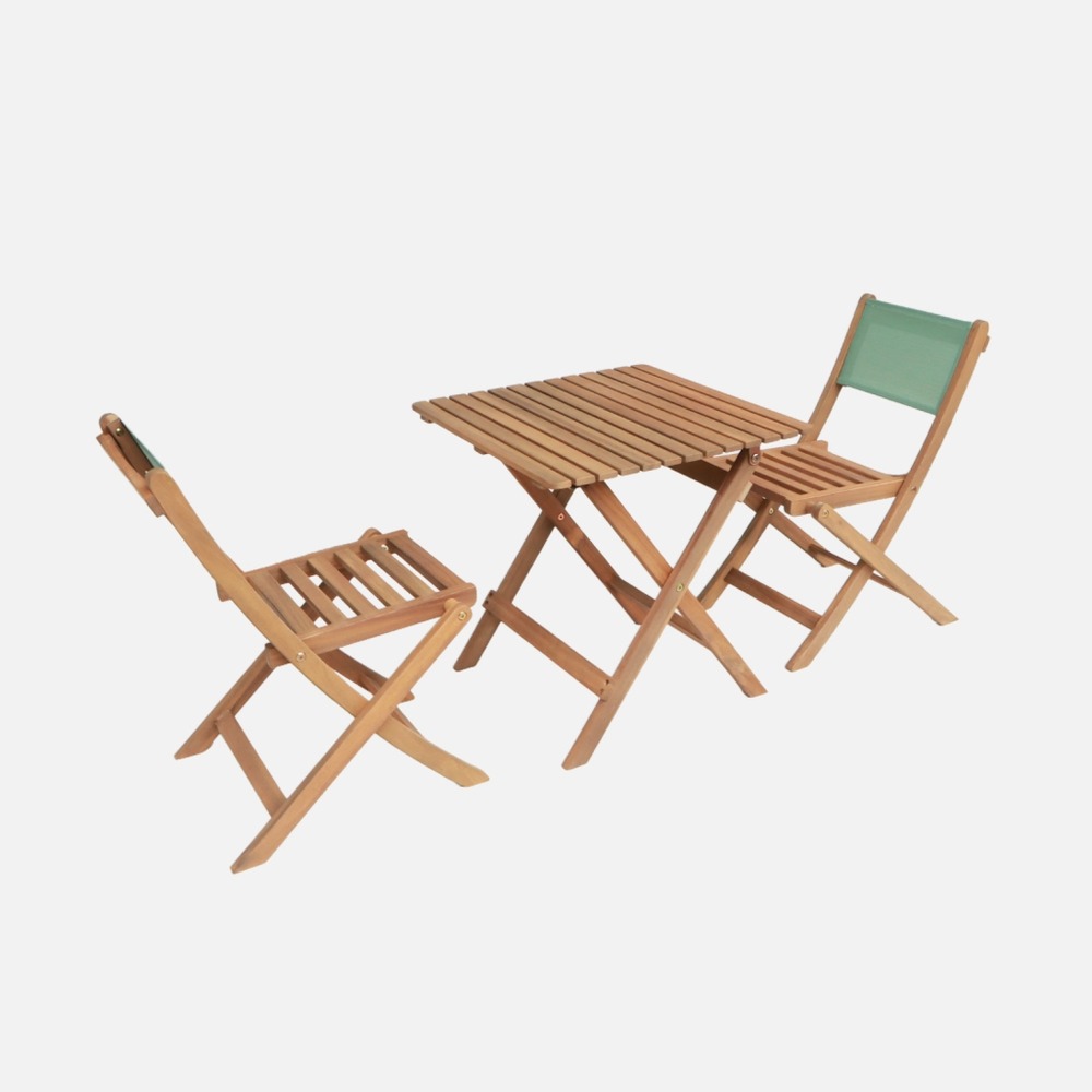 Table de jardin bistrot enfant bois d'acacia + 2 assises - elise
