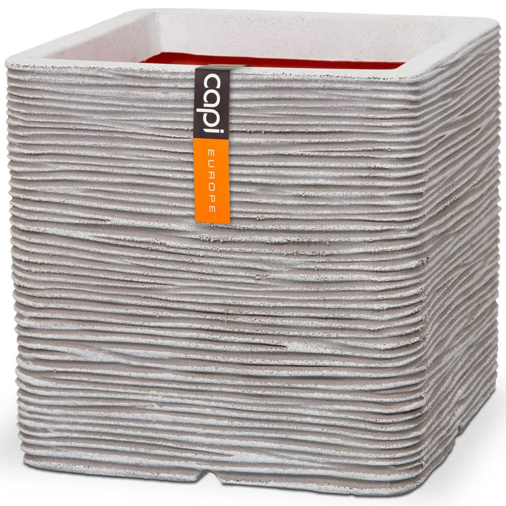 Jardinière d'extérieur nature rib carré 30 x 30 cm ivoire kofi902