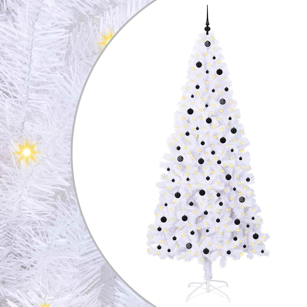 Sapin de noël artificiel avec 300 led blanc 240 cm pvc et acier