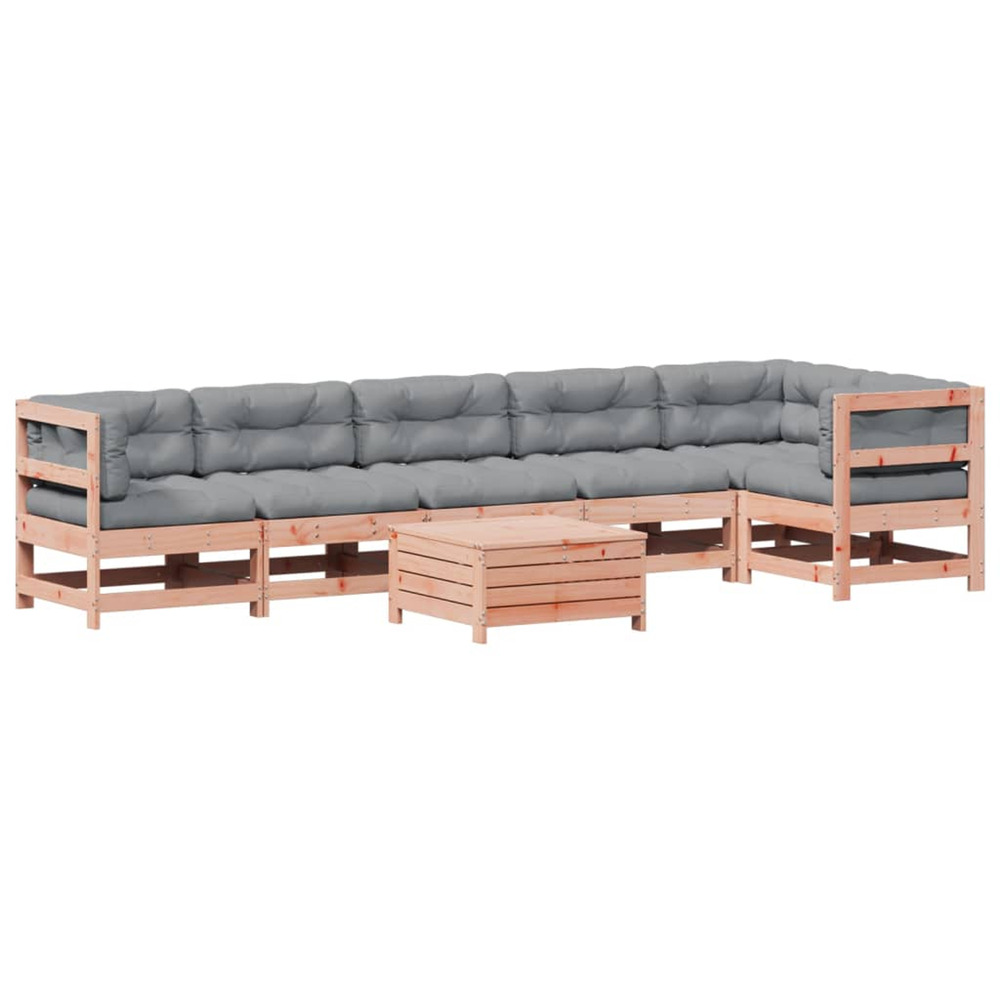 Salon de jardin 7 pcs avec coussins bois massif douglas