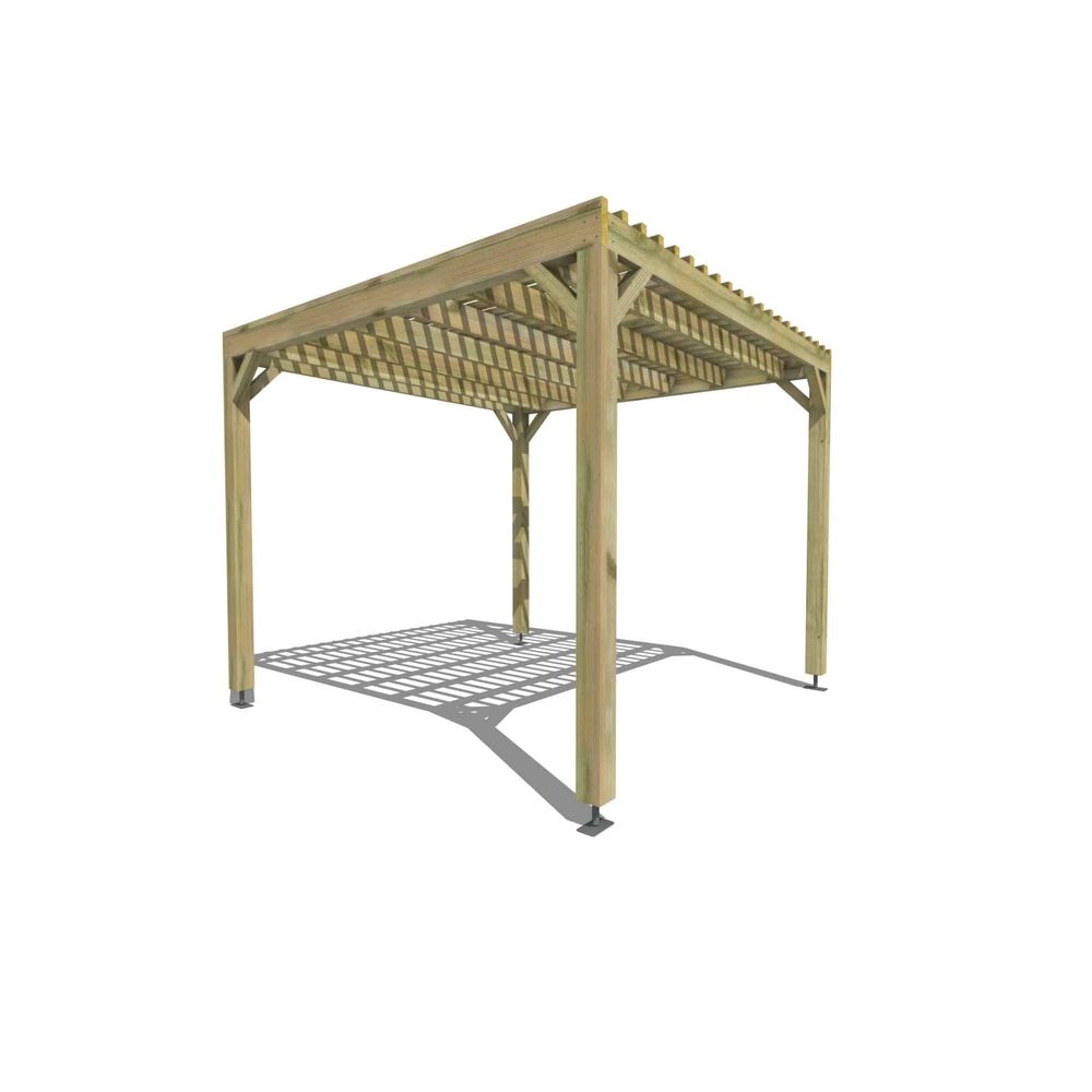 Pergola bois • 3m x 3m • indépendante • sens largeur • lattage bois • livraison comprise