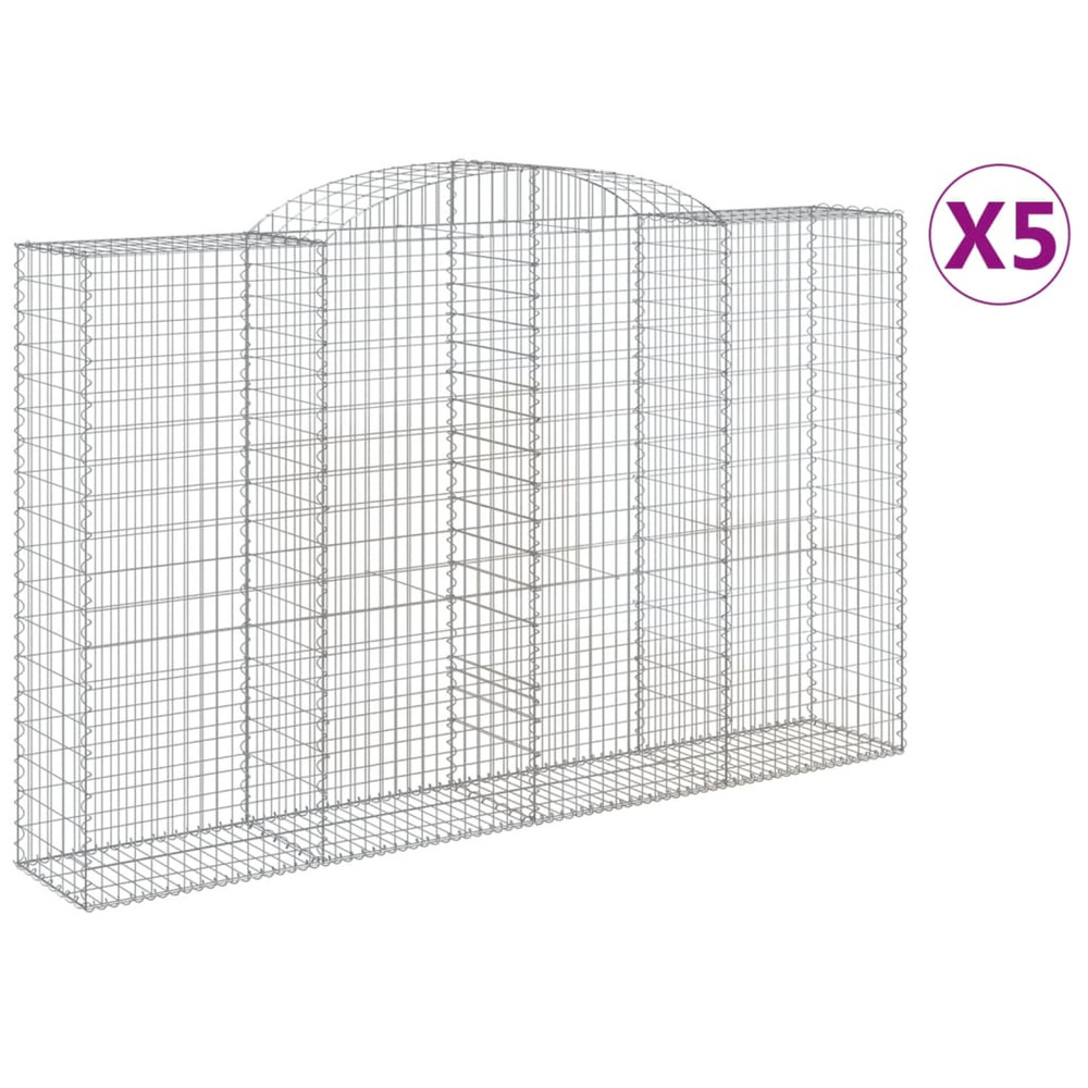 Paniers à gabions arqués 5 pcs 300x50x180/200 cm fer galvanisé