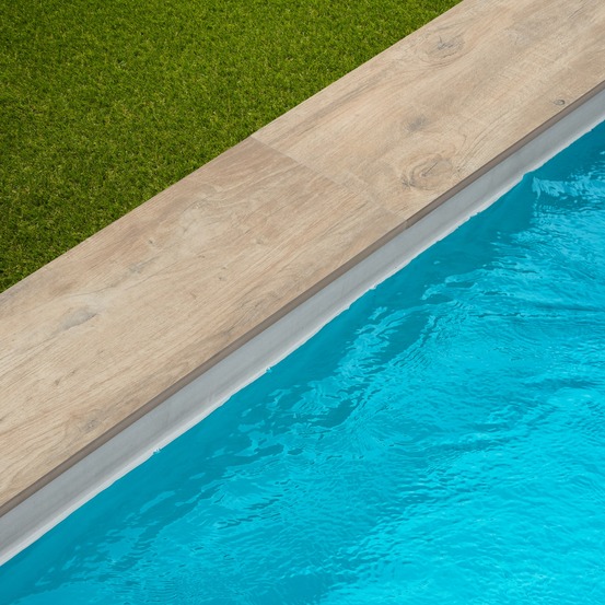 Margelle de piscine effet bois bois clair 120x30x2 cm bord droit legno - ro'ma carrelage