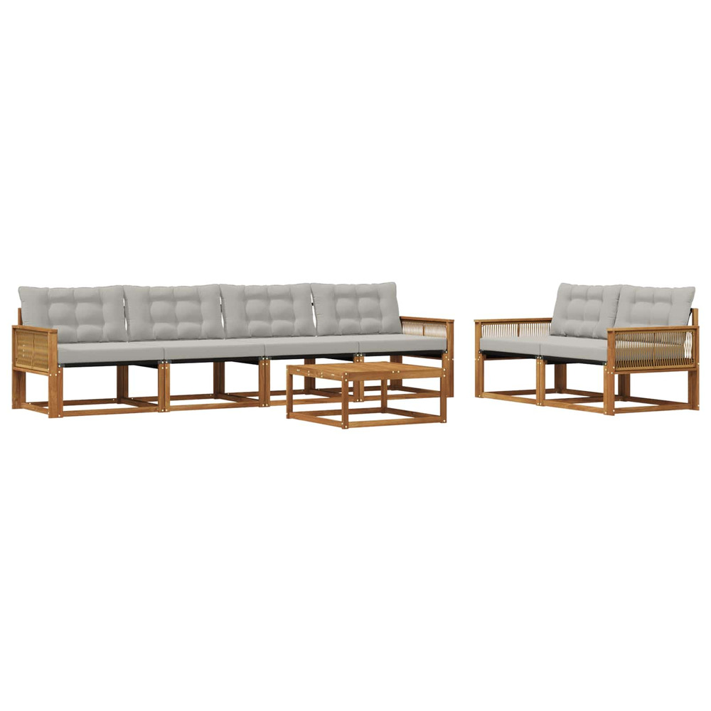 Ensemble de canapés d'extérieur 7 pcs naturel et gris clair