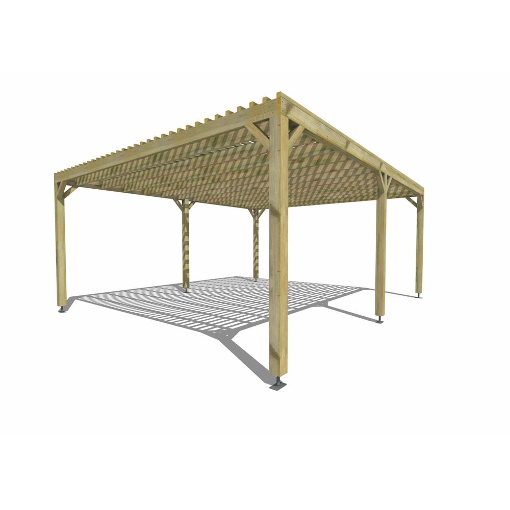 Pergola bois • 6m x 5m • indépendante • sens profondeur • lattage bois • livraison comprise