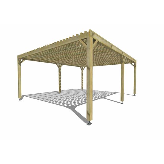 Pergola bois • 6m x 5m • indépendante • sens profondeur • lattage bois • livraison comprise