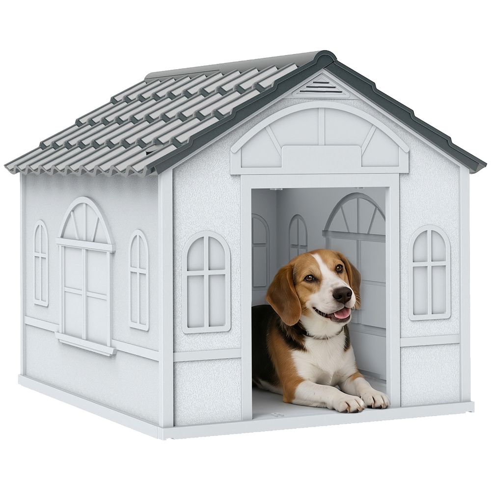 Niche pour chien plastique gris 65 x 75,7 x 63 cm extérieur résistante aux intempéries