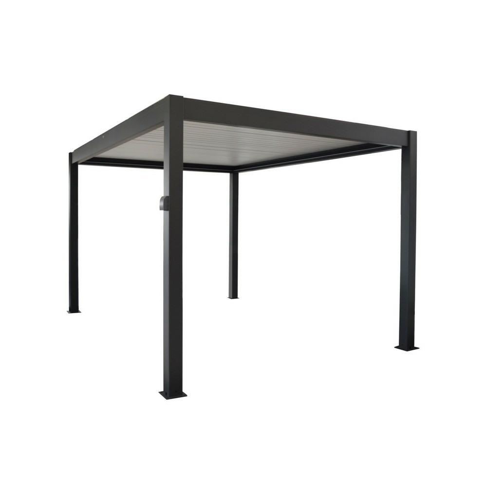 Pergola autoportée bioclimatique autonome zéphir 3 x 4 m solaire en aluminium - grey